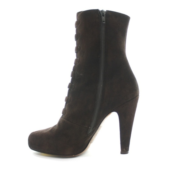 COACH BROWN SUEDE HIGH HEELED BOOTIES SIZE 7 - Picture 1 of 6
